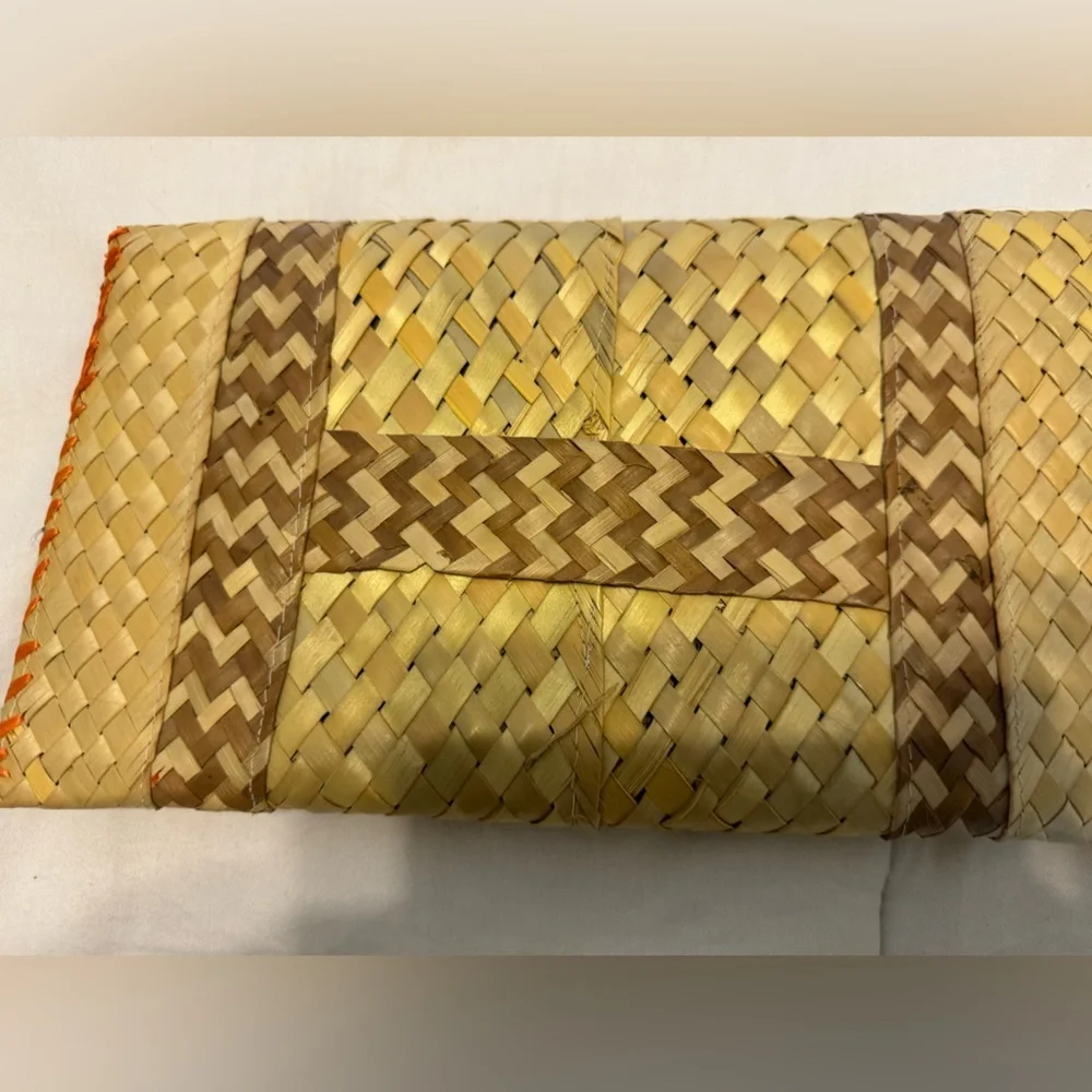 Wicker Woven Floral Bag Straw Boho Clutch - Beach Clutch